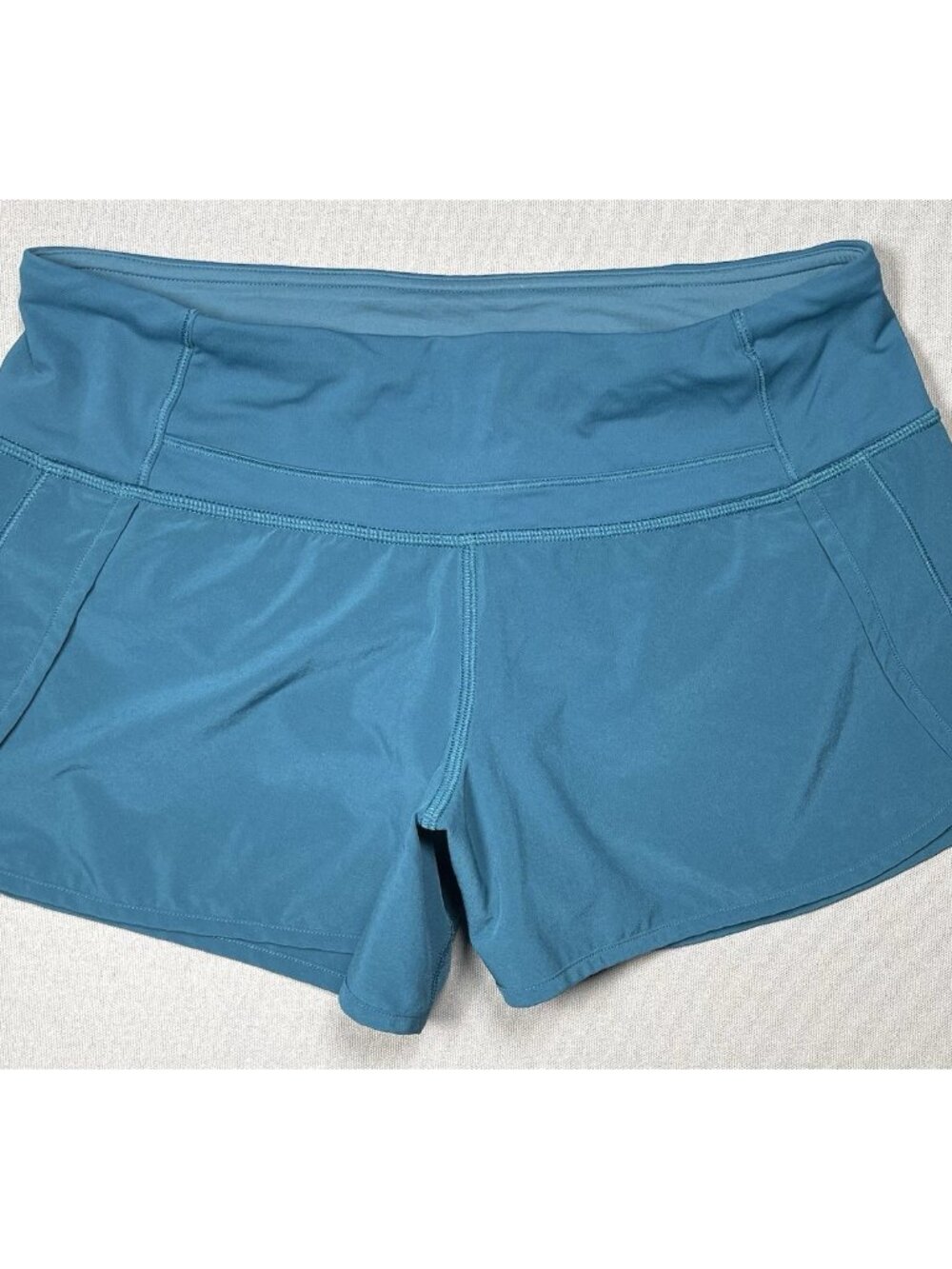 Lululemon Run Times Athletic Lined Teal Blue Shorts Inseam 4" - Women Size 4 - Picture 9 of 16
